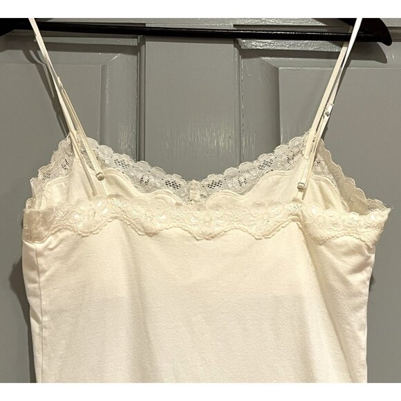 Aeropostale Lace Trim Cami Tank Size Large Cream Y2K Preppy 90S Coquette - Picture 9 of 14